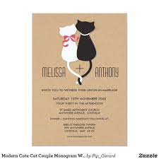 Modern Cute Cat Couple Monogram Wedding Invite Zazzle Com In 2021 Couples Monogram Monogram Wedding Cat Wedding