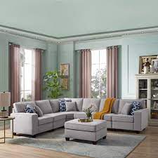 We did not find results for: Casanova Light Gray Linen 7 Piece Modular L Shape Sectional Sofa With Ottoman Transitional Sectional Sofas By Virventures Houzz