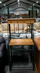 Green Metal And Wood Bakers Rack Large Bottom Bakers Rack Wood Home Decor