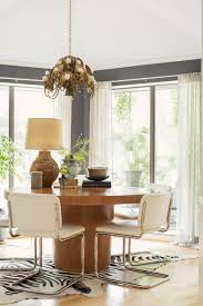 Northern California Inspired 1970s Dallas Ranch Home Tour Dining Room Chandelier Dining Table Centerpiece Modern Dining Table