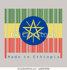 All ethiopian flag have featured stripes of green, yellow, and red. Barcode Set The Color Of Ethiopia Flag Tricolor Of Green Yellow And Red With The National Emblem Text Made In Ethiopia Canstock