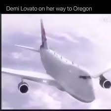 No, it has nothing to do with it has to do with a meme. Demi Lovato On Her Way To Oregon Te
