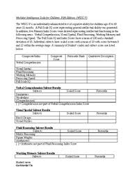 Wisc V Worksheets Teaching Resources Teachers Pay Teachers