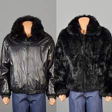 Xl Mens Reversible Possum Fur And Black Leather Bomber Jacket Mens Fashion Mens Style Mens Black Leather Bomber Jacket Leather Bomber Jacket Vintage Outfits