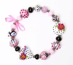 Bead Bracelet Clipart Black And White Lampwork Bead Set Pink White Black Purple Beads Heart And Etsy In 2020 Glass Beads Lampwork Beads Lampwork Earring