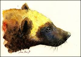 Print Wolverine Head Portrait Print Watercolor Painting Art Wall Wolverine Animal Forest American 8x11 Art Print By Ju Wolverine Animal Wolverine Art Animals
