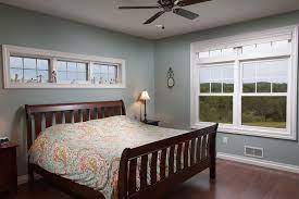 Bedroom 1 9 Tall Ceiling And An Awning Windows Above The Bed Home Oak Laminate Flooring Oak Laminate