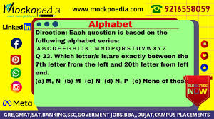 Therefore 9 is the right ans. Q33 Which Letter S Is Are Exactly Between The 7th Letter From The Left And 20th Letter From Left Youtube