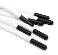 Factory Supply 8mm Plastic Tips Flat Polyester Drawstring Cord Plastic End  Drawcord Shoelace