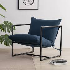 Amazon.com: ZINUS Aidan Sling Accent Chair, Metal Framed Armchair with  Shredded Foam Cushioning, Navy : Home & Kitchen