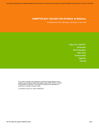 To avoid personal injury or damage to the fan and other items, be cautious when working around or cleaning the fan. Hampton Bay Ceiling Fan Ef200da 52 Manual By Carolsloan2902 Issuu