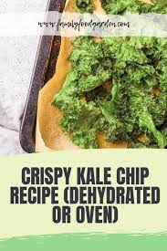 Crispy Kale Chip Recipe Dehydrated Or Oven Family Food Garden Recipe Kale Chip Recipes Kale Chips Breakfast Recipes Easy