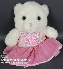 BUILD A BEAR 12" White Polar Bear Pink Yarn Nose Plush +Cute Pink Ballerina  TuTu