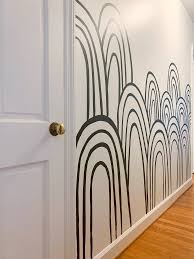 Black And White Mural Wall Diy Hand Painted Black And White Rainbow Hills Mural Wall Murals Diy Home Decor Accent Wall Paint