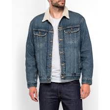 Sherpa Rider Jacket Men Denim Jackets Vintage Worn