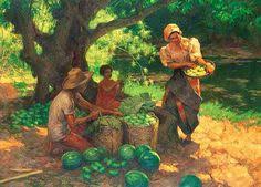 Fruit pickers under the mango tree. 150 Filipiniana Paintings Ideas Filipino Art Philippine Art Painting