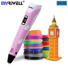 Myriwell 3d Pen 3d Printer Pen 3d Printing Drawing Pen With 50 Meters 10 Color Abs Filament Magic Maker Arts For Student Gift 3d Printer Pen 3d Pen 3d Pen Art