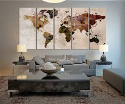 Carte Du Monde Grande Toile Impression Par Extralargewallart Deco Salon Deco Maison Deco Mur