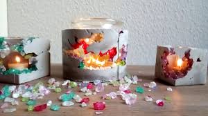 Diy Windlicht Aus Beton Und Deko Glas Steinen Youtube