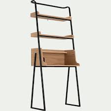 Bureau Plaque Frene Et Metal Noir Avec 2 Tablettes L80cm Estanier Inviter Le Bureau A La Maison Alinea Metal Noir Plaque Bureau Alinea