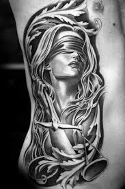 Listen to right and do not foster violence; 40 Lady Justice Tattoo Designs For Men Impartial Scale Ideas Justice Tattoo Tattoo Designs Men Lady Justice
