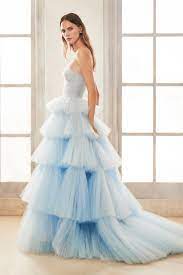 Oscar De La Renta Bridal Fall 2020 Fashion Show Blue Wedding Dresses Wedding Dress Trends Ruffle Wedding Dress