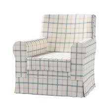 Ektorp Jennylund Armchair Cover Blue Check Ivory Background 131 66 Ektorp Jennylund Armchair Cover Dekoria