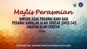 Fuyooo sikit punya panjang nama jawatan melambangkan tanggungjawab yang berpanjangan terhadap pesanan dari saya, jagalah alam sekitar kita, conserve energy, use reusable shopping bag, reduce waste. Poster Majlis Perasmian Kursus Asas Pegawai Baru Bagi Pegawai Kawalan Alam Sekitar Gred C41 Jabatan Alam Sekitar Enviro Knowledge Center