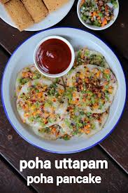 Poha Uttapam Recipe Instant Poha Uttapa Poha Pancake Recipe Recipe Indian Food Recipes Breakfast Recipes Indian Recipes
