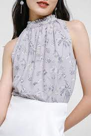 Fiorette Floral Printed High Neck Top Clothing High Neck Top Floral Prints Floral