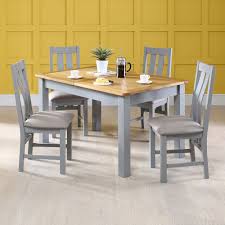 The difference is, this dining room has an outdoor view. Product Of The Week Manor Grey Painted Dining Table With 4 X Dining Chairs Set The Furniture Market Blog