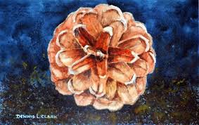 1, with watercolor, add some water. How To Paint A Pine Cone In Watercolour Online Art Lessons