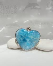 Larimar Heart Pendant Love Fairy Magical Crystal Sky Blue Valentines Jewelry Pendant Jewelry