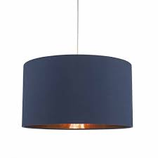 Create a dynamic color scheme by pairing navy blue with a much lighter, brighter color. Timon Contemporary Blue And Copper Easy Fit Pendant Shade