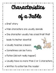 Characteristics Of A Fable Chart Chart Anchor Charts