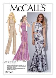 Mccall S 7540 Misses Princess Seam Top Trumpet Dress And Skirt And Tulip Back Jumpsuit Dress Making Patterns Prom Dress Pattern Jumpsuit Pattern Sewing