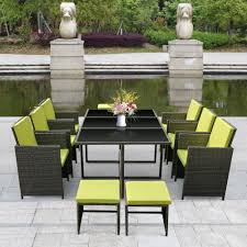Extra 10 Off Ikayaa 11pcs 10 Seater Rattan Patio Garden Dining Table Chairs Set Gray Now 260 Gray Patio Furniture Outdoor Garden Furniture Garden Dining Set