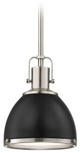 Industrial Small Metal Pendant Light 7 38 Chrome Matte Black Transitional Pendant Lighting By Destination Lighting