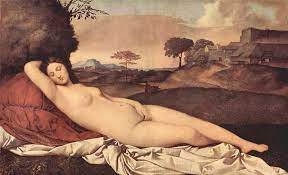 The venus of urbino (1534) shows a young woman, completely nude, reclining on a bed or a couch. Venus Of Urbino By Titian And The Sleeping Dresden Venus By Giorgione My Daily Art Display
