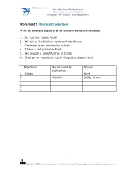 Browse our categories to find the worksheet you are looking for or use search option on the top to search for any worksheet you need. Worksheet 1 Nouns And Adjectives Azargrammar Com