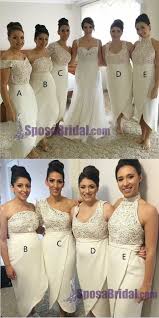 Mismatched Different Ivory Lace Top Newest Design Beautiful Elegant Formal Bridesmaid Dresses Wg288 Formal Bridesmaids Dresses Bridesmaid Dresses Ankle Length Designer Bridesmaid Dresses