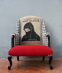 Portrait Armchair Rice Bag Chair Hijab Lady Furniture Etsy Vintage Embroidery Global Textiles Embroidery Patterns Vintage