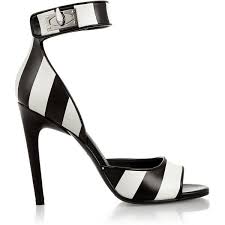 Black And White Sandals With Heel Givenchy Shark Lock Sandals In Striped Leather 495 Liked On Polyvore Featuring Shoes Sandals High Heeled Footwear Blac White High Heel Sandals