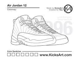 Jordan 12 shoes coloring pages. Air Jordan 12 Kicksart Air Jordans 12 Shoe Design Sketches Air Jordans