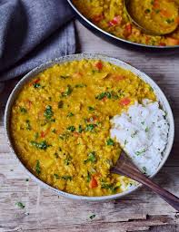 A Creamy Red Lentil Dahl Which Is Comforting Hearty Flavorful And Delicious The Recipe Is Vegan Gluten Free Healthy A In 2020 Vegan Curry Dhal Recipe Dal Recipe