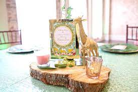Newborn onesie with cute bears, hedgehogs, foxes and raccoons along with forest trees and acorns. Kara S Party Ideas Glamorous Gold Safari Baby Shower Kara S Party Ideas
