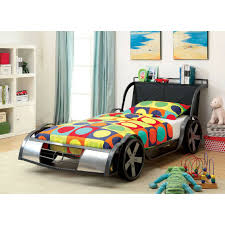 The unfortunate thing is once the bed is set up on the bed risers you will not be able to move the bed as the bed risers will make the bed stationary. Component Furniture Of America Twin Metal Car Bed With Wheels Home Component Shop The Exchange