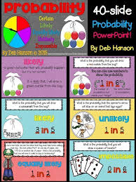 Probability Powerpoint A 40 Slide Interactive Powerpoint Focusing On The Terms Certain Likely Equally Likely U Fun Math Probability Activities Probability