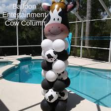 Cow Column For Farm Theme Birthday Party Farm Theme Birthday Farm Party Decorations Balloons