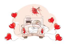 58 kostenlose bilder zum thema hochzeitsauto. Hochzeit Auto Vektor Illustration Karte Mit Braut Und Brautigam Fototapete Fototapeten Nubes Cabrio Konnen Myloview De